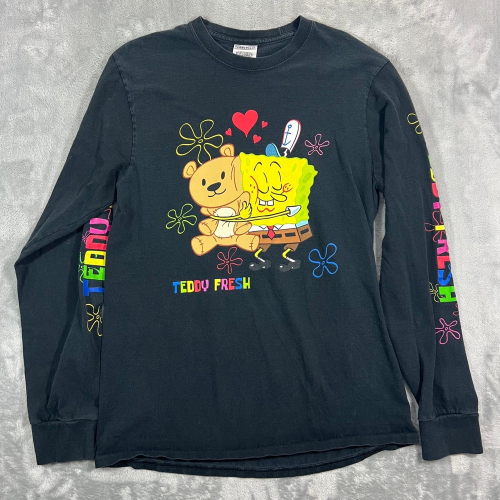 Teddy Fresh SpongeBob SquarePants Shirt Adult Medium Black Graphic Long Sleeve